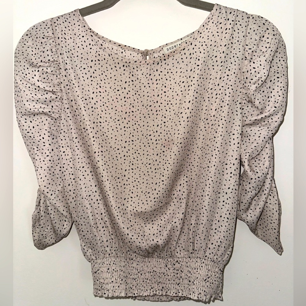 Paper Crane off-white dotted cinched blouse size Small